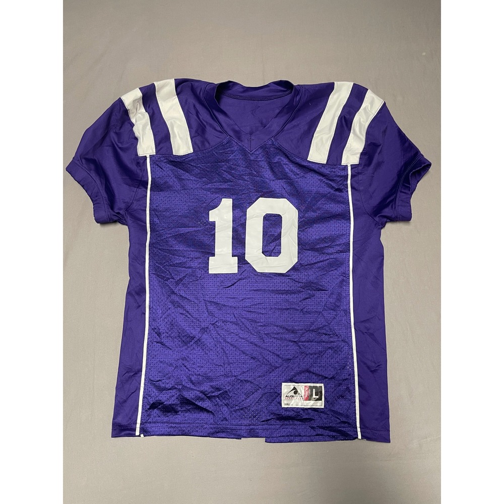 Augusta Sportswear Purple White Football Jersey Mesh Number 10 Youth Large